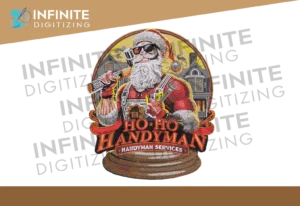 Santa Claus Ho-Ho Handyman Services embroidery digitizing design